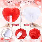 Blulu 60 Pack Wedding Heart Folding Hand Fans Decor Bulk, Red White - Image 2