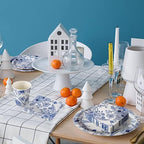Dandat 250 Pcs Blue Floral Paper Plates and Napkins Blue Bridal Shower Tea Party Decorations Blues White Floral Tableware Set for 50 Guests Disposable Plates Napkins Cups Wedding Baby Bridal Shower - Image 4