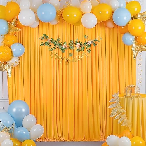 10x10 Marigold Backdrop Curtain for Parties Wrinkle Free Orange Photo Curtains Backdrop Drapes Fabric Decoration for Wedding Birthday Party Baby Shower 5ft x 10ft,2 Panels by Tao-GePartyDecorations