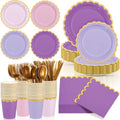 Mimorou 169 Pcs Purple Plates Napkins Cups Flatware Set by Mimorou