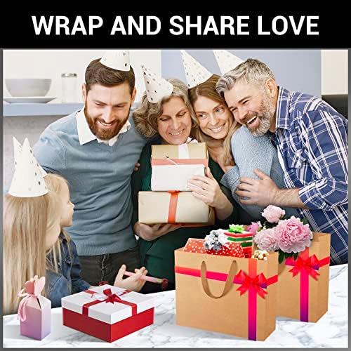 EUSOAR Gift Wrap Bags in Bulk, 12 Pack 8.6x3.9x7 inches Small Kraft Paper Bags with Handles, Heavy Duty Bags for Grocery, Boutique, Retail, Business, Party Favors, Baby Showers, Birthdays, Wedding - Image 6