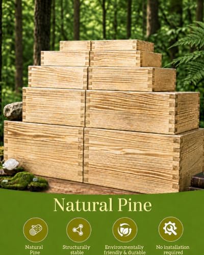 10PCS Pine Wooden Nested Buffet Risers with Mini Signs - Image 5