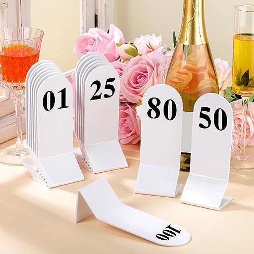 Geetery 100 Pcs Acrylic Double Sided Table Numbers 1-100 Stands, White - Image 6