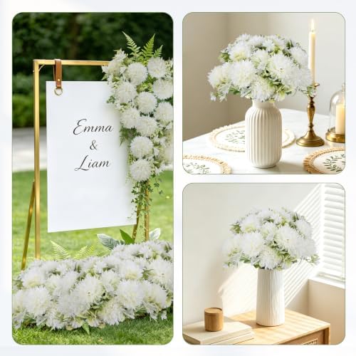 White Artificial Flowers 24 Bundles Silk Floral with Stems - Image 5