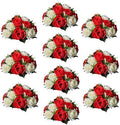 Sziqiqi Artificial Flower Centrepieces for Tables, Red & White, 10Pcs by SZIQIQI