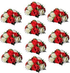 Sziqiqi Artificial Flower Centrepieces for Tables, Red & White, 10Pcs by SZIQIQI