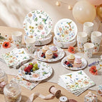 Pickmesh 250 Pcs Spring Wildflower Decoration Floral Hummingbird Themed Disposable Paper Plates Napkins and Cups Dinner Tableware for Birthday Party Dinnerware Birthday Baby Shower Tea Party Supplies - Image 6