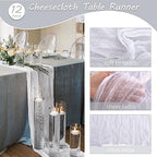 35x157 Inch White Cheesecloth Table Runner Boho Wedding Party Home Decor - Image 4