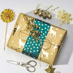 WRAPAHOLIC Green Christmas Wrapping Paper Set - Green and Gold Metallic Foil Shine Christmas Wrapping Paper Bundle with Gift Bow & Ribbon & Tag & Sticker - Image 3