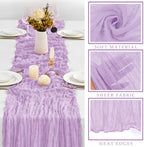 12 Pieces Lilac Cheesecloth Table Runner 10FT Pink Runner for Tables Gauze Fabric Boho 35 x 120 Inches Long Table Runner Decoration Rustic Sheer Runner for Wedding Baby Birthday Party Lilac - Image 2