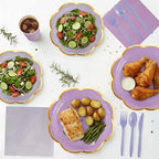 350Pcs Purple Paper Plates and Napkins Party Supplies for 50 Guests - Image 7
