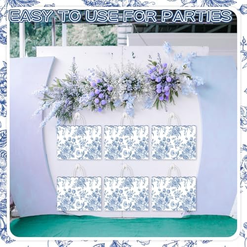 Kolldenn 24 Pcs Blue Floral Gift Bags with Handles, 16x6x12 In - Image 5