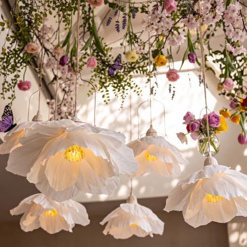 15.7 Inch Peony Lanterns with LED Lights, 6 Pack Hanging Flower Decor - Image 5