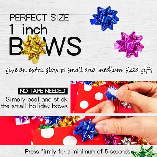 Pendant of Luck 110 Pcs Shiny Decorate Bows for Gift Wrapping, 1 in Mini Gift Wrap Bows for Christmas Decor, Hanukkah, Birthdays, Weddings, Bridal Showers, Baby Showers Occasion (Sparkly Color) - Image 4
