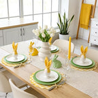 100Pcs Checkered Paper Placemats Yellow Gingham Place Mats 13.5 Inch Disposable Round Decorative Dining Table Mat with Scalloped Edge Paper Cutouts Decor for Wedding Baby Shower Table Party Supplies - Image 6
