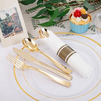DaYammi 210PCS Clear Gold Plastic Dinnerware Set for 30 Guests - Image 2