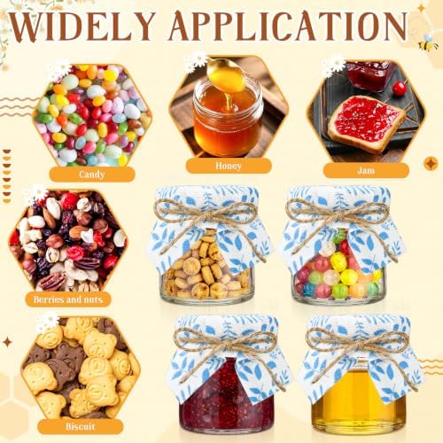 Funnymoom 24 Set Wedding Favor Jars, 1.7oz Mini Glass Jars with Lids,Blue - Image 4