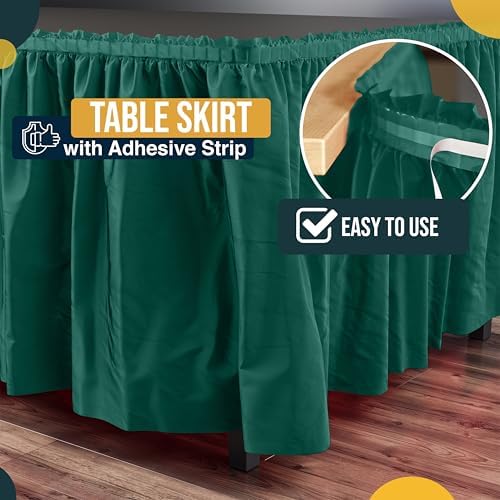 Exquisite Dark Green Table Skirt 24 Pack - Disposable Plastic Table Skirts for Rectangle Tables 6ft 8ft & Round Tables - 29in x 14ft Self-Adhesive Strip - Birthday Wedding Gender Reveal Decor - Image 3