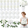 Suncalla 60 Pcs Assorted Silk Artificial Flowers, Faux Fake Full Hydrangea Peony Rose Bouquet with Leaf Stem for Wedding Centerpiece Bridal DIY Craft Baby Shower Party Decor(White) by Unknown