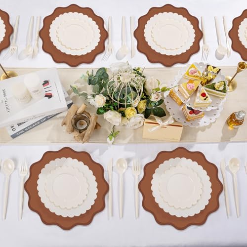 100 Pcs Brown Cardstock Paper Placemats, Disposable Waterproof Place Mats - Image 5