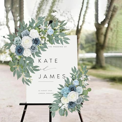 Blue Wedding Arch Flower Swags Set of 2, Artificial Arch Flower - Image 6