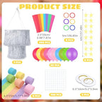 Fancy Princess Birthday Party Decor Garland, Rainbow, Small, 8 Pcs - Image 3