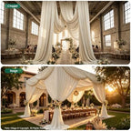 4 Panels 5ft(W) x 20ft(L) Beige Ceiling Drapes for Wedding Parties - Image 6