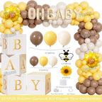 Bee Baby Shower Decorations for Boy or Girl – 111PCS Honey Bee Theme Party Supplies with Backdrop, Balloon Garland, Tablecloth, Boxes, Sash and Badges - Image 3