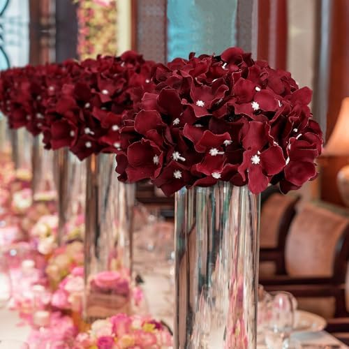 Burgundy Hydrangea Flower Balls for Centerpieces - 12 PCS - Image 4