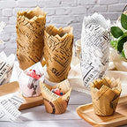 Potchen 800 Pcs Tulip Cupcake Liners Baking Cups,Newspaper,Retro Style - Image 4