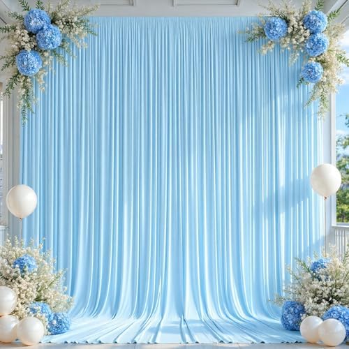 10x12ft Blue Backdrop Curtain Panels for Parties - Wrinkle Free Polyester Photo Curtain Backdrop Wedding Back Drop Fabric Drapes for Party Decorations Background for Photography by WishCare