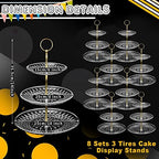 Patelai 8 Pcs 3 Tier Acrylic Cake Stand, Clear, Golden - Image 3