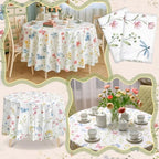 Ganeen 6 Pcs Wildflower Plastic Round Tablecloth 84 Inch Watercolor Floral - Image 6
