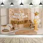 Drgilau 12X10ft Happy 1st Birthday Backdrop for Boy, Brown Balloon Birthday Background Cute Birthday Photography Background Banner, Girls Boys Birthday Party Background Decoration Photo Studio Prop - Image 3