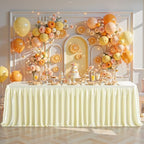 Champagne Satin Tablecloths Rectangle 4FT, Glitter Fitted Stretch Table Covers Wrinkle-Resistant Floor Length Shimmer Pleated Table Skirt for Weddings Parties Baby Shower Banquets Vendor Events - Image 5