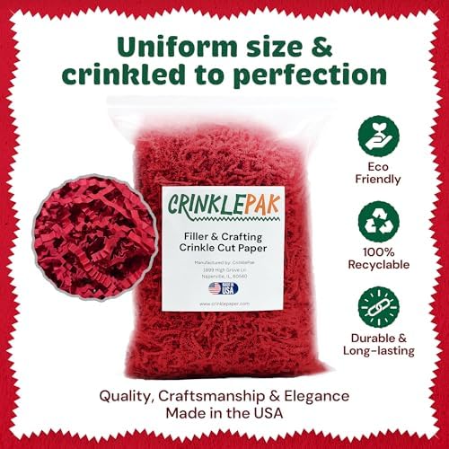 40LB Red Crinkle Paper Filler for Gift Basket, USA Made - Image 4