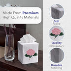 Jacaranda Living Square Tissue Box Cover, Linen/Cotton Fabric Tissue Holder, Decorative Cloth Tissue Cube Cover Animal Designs, Lamb & Wreath - Image 4