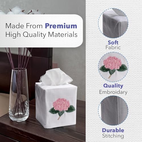 Jacaranda Living Square Tissue Box Cover, Linen/Cotton Fabric Tissue Holder, Decorative Cloth Tissue Cube Cover Animal Designs, Lamb & Wreath - Image 4