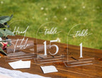 Clear Arch Acrylic Table Numbers for Wedding Reception - 5" x 7" White Font Centerpiece Set with Holder Stands & Head Table Sign - Anniversary, Event, Party, Wedding set 1-15 - Image 3