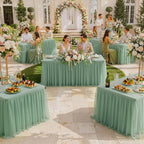 Green Tulle Tablecloth for 6 Ft Rectangle Tables 4-Pack, Ideal for Weddings - Image 2