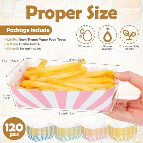 Dunzoom 120 Pcs Pastel Paper Plates Food Trays Scalloped, Candy Color - Image 4