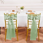 YMHPRIDE 60 PCS Sage Green Satin Chair Sashes, 7x108 Inch Ties Chair Bows - Image 4