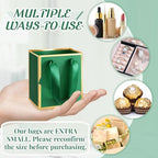 Yeaqee 50 Pcs Mini Paper Gift Bags with Handles Tag, Dark Green,Gold - Image 3