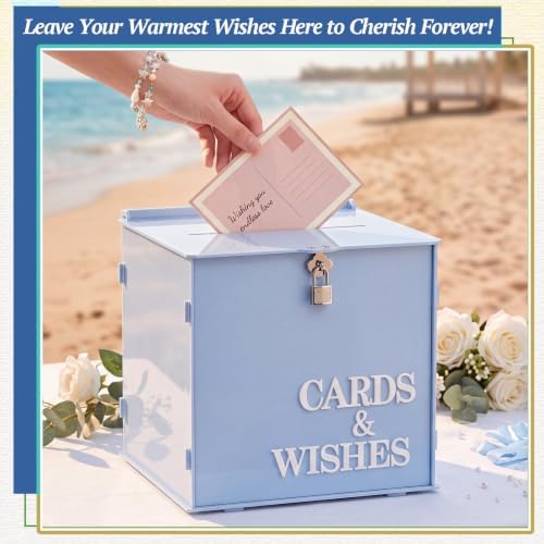 AerWo Light Blue Wedding Card Box, Acrylic Card Box for Wedding Decor - Image 4