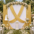 10ft×10ft Wedding Backdrop Curtain-White Drapes n Gold Sequin Curtains by ENJOYYOURPARTY