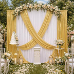 10ft×10ft Wedding Backdrop Curtain-White Drapes n Gold Sequin Curtains by ENJOYYOURPARTY