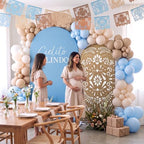 Mindsoft 2 Pcs Arch Backdrop Cover 6ft and 7.2ft Spandex Stand Cover for Baby Shower Birthday Wedding Bridal Shower Party Decorations (Blue and Brown,Cielito Lindo) - Image 4