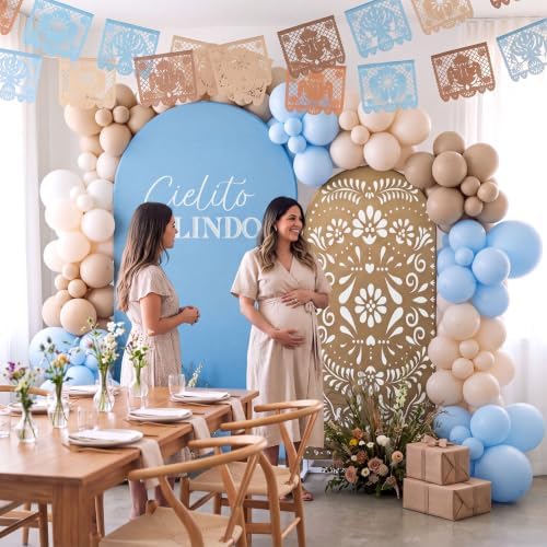 Mindsoft 2 Pcs Arch Backdrop Cover 6ft and 7.2ft Spandex Stand Cover for Baby Shower Birthday Wedding Bridal Shower Party Decorations (Blue and Brown,Cielito Lindo) - Image 4