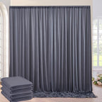 20ft×10ft Wrinkle Free Grey Backdrop Curtain for Parties, 4 Panels 5×10ft Soft Silky Polyester Charcoal Photo Backdrop Drapes for Wedding Birthday Baby Shower Photography Backgrounds by ENJOYYOURPARTY