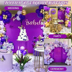 Metal Arch Stand and Cover Set,1 Purple Spandex Fitted Backdrop with 1 Gold Wedding Arched Stand Frame for Parties Birthday Baby Shower Bridal Banquet Decoration (6FT) - Image 6